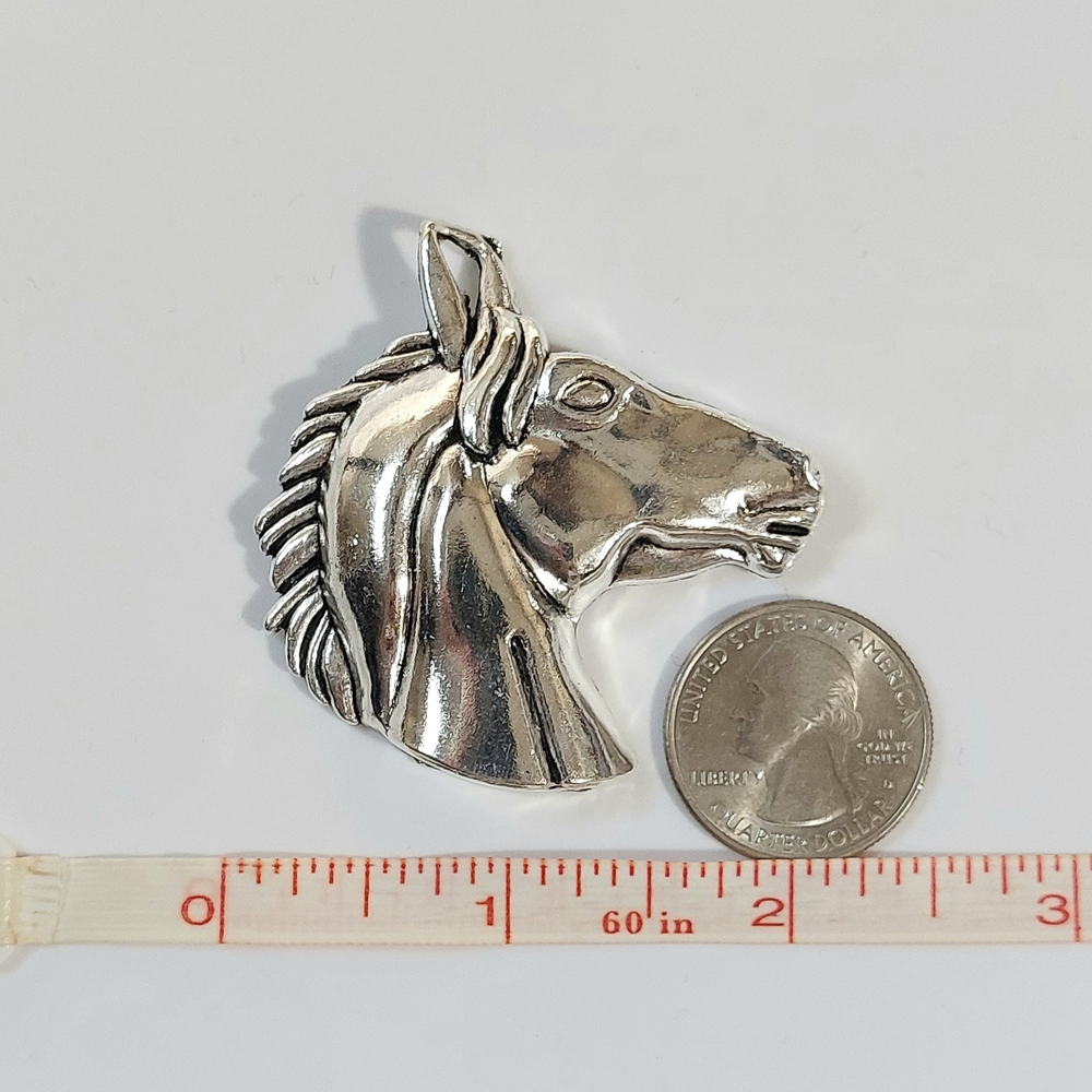 Large Silver Horse Necklace Pendant - Picture 2 of 4